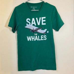 Save The Whales Airplane Shirt Sz S